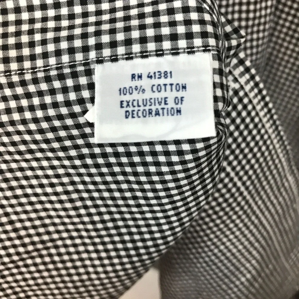 Polo‎ Ralph Lauren Mens 17.5 34-35 Black White Gingham Button Down Shirt